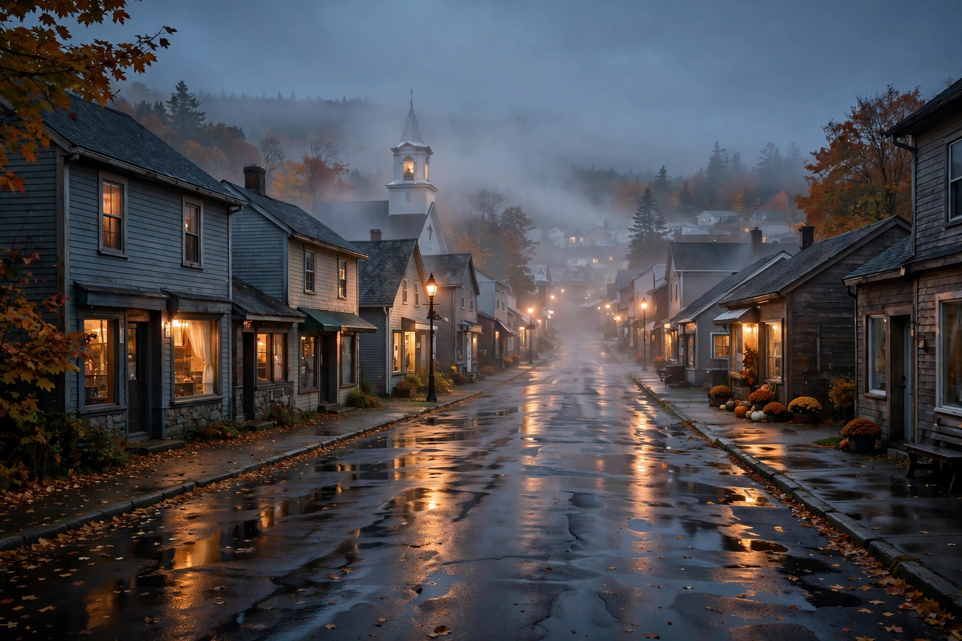 A Pictou County main street at dusk